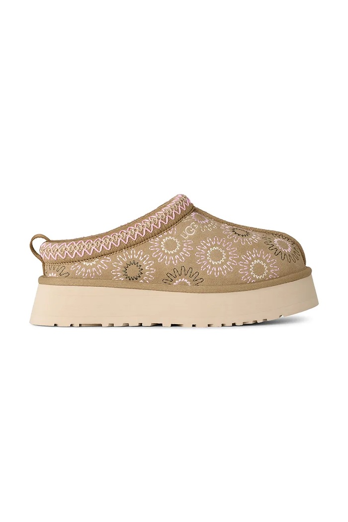 Semišové papuče UGG W Tazz Sun Stitch béžová 1178193.MDSD