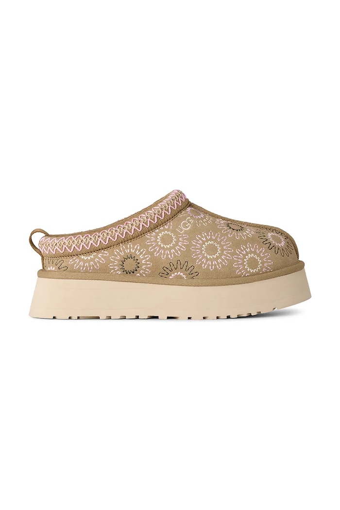 Semišové papuče UGG W Tazz Sun Stitch béžová 1178193.MDSD