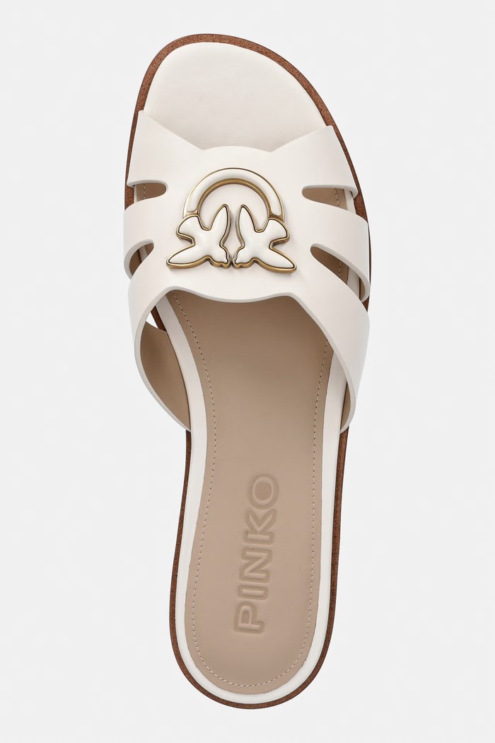 Pinko papuci pentru femei, din piele Milly 04 bej SD0463.P001.Z12