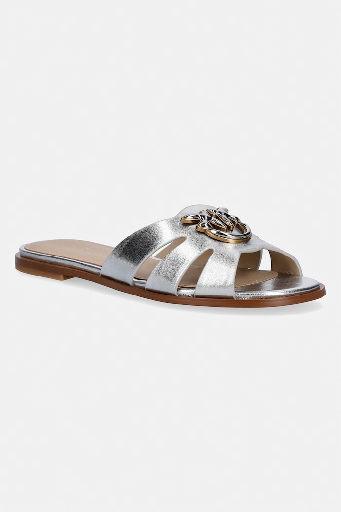 Pinko šľapky dámske kožené Milly 04 strieborná SD0463.P049.ZZF