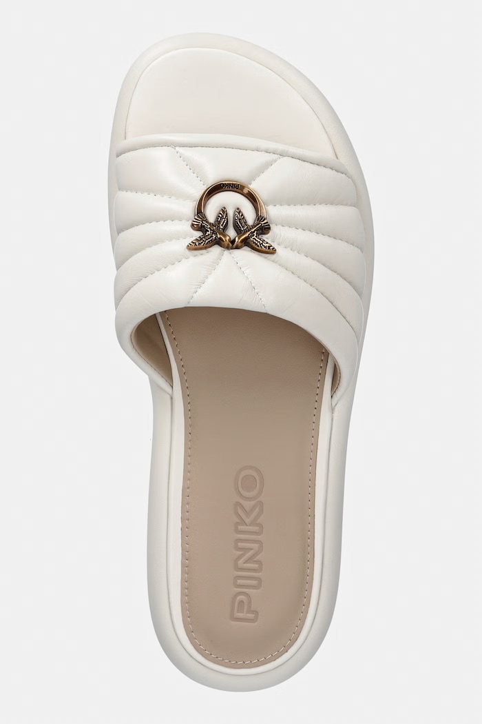 Pinko papuci pentru femei, din piele Fiona 03 bej SD0525.P003.Z12