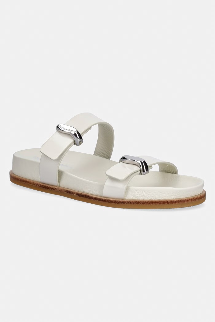 Emporio Armani klapki damskie skórzane beżowy EW004050.AF21961.U0005