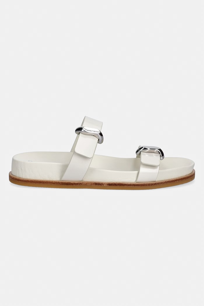 Emporio Armani klapki damskie skórzane EW004050.AF21961.U0005 beżowy SS26