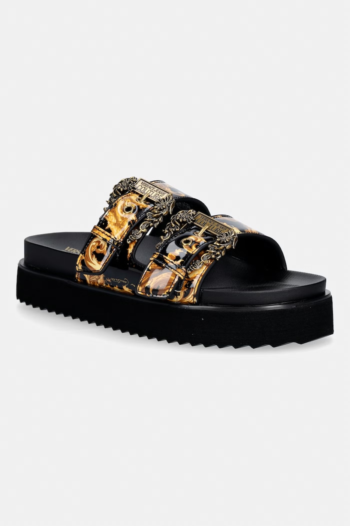 Šľapky Versace Jeans Couture platforma čierna 80VA3SM1.ZS366.G89