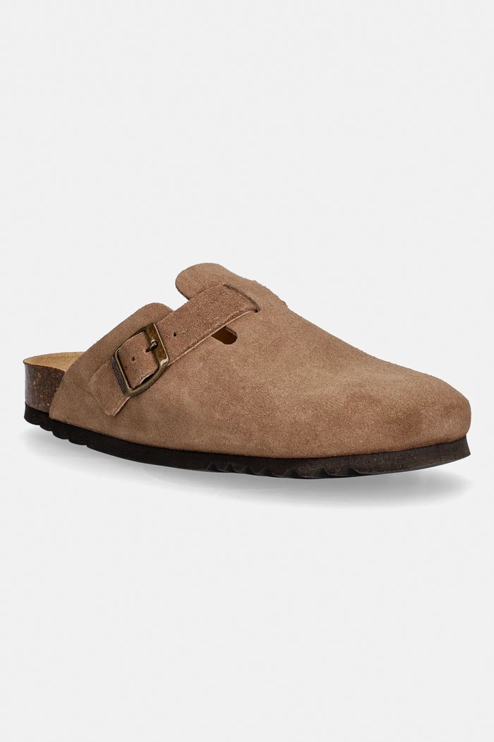 Scholl papucs velúrból FAE velúr bőr bézs F300581062