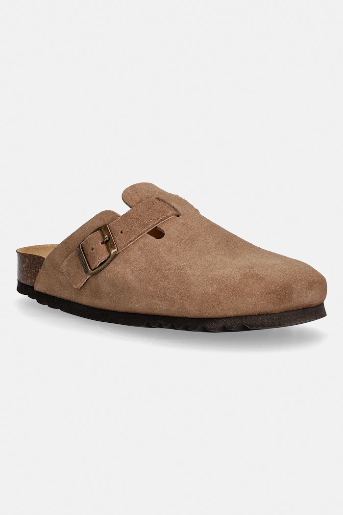 Scholl papucs velúrból FAE velúr bőr bézs F300581062