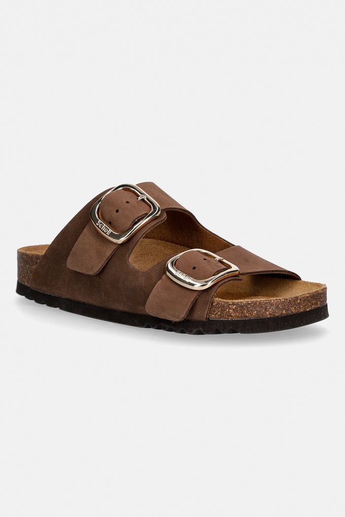 Scholl papucs velúrból NOELLE velúr bőr barna F301151438