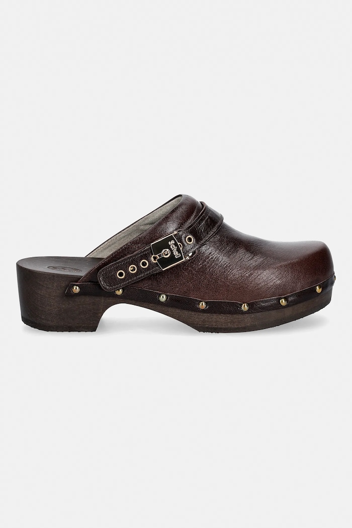 Scholl bőr papucs PESCURA F310941019 barna SS26
