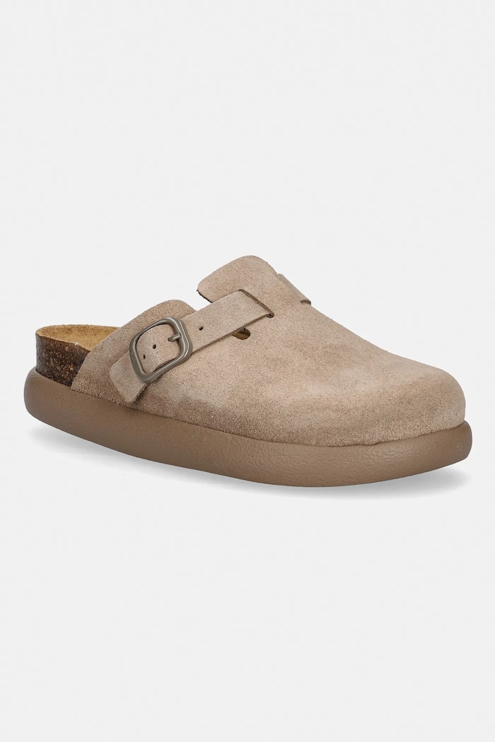 Scholl papucs velúrból FAE platform bézs F322572361