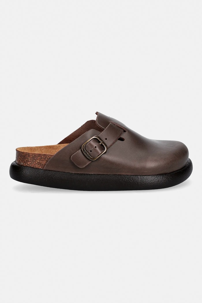 Scholl bőr papucs FAE F323971590 barna SS26