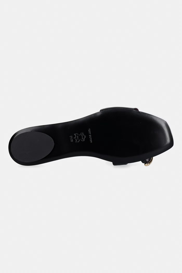 Tory Burch šľapky na plochom podpätku dámske kožené Pierced Slide 165826.006 čierna