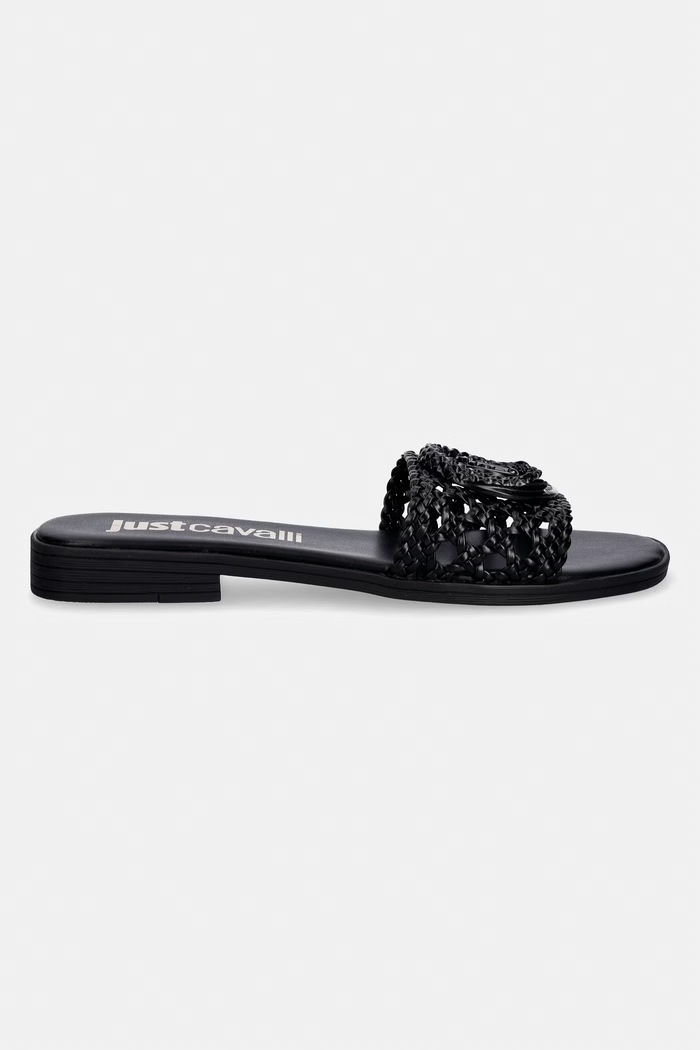 Just Cavalli klapki na płaskim obcasie damskie 80RA3S83ZSE38899 czarny SS26