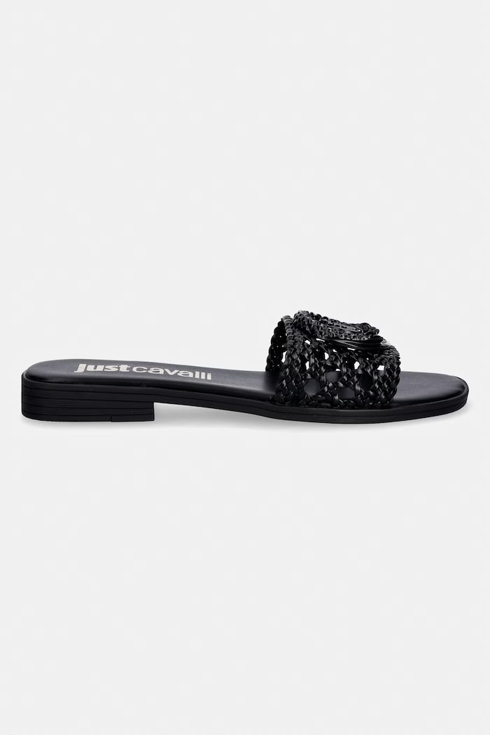 Just Cavalli klapki na płaskim obcasie damskie 80RA3S83ZSE38899 czarny SS26