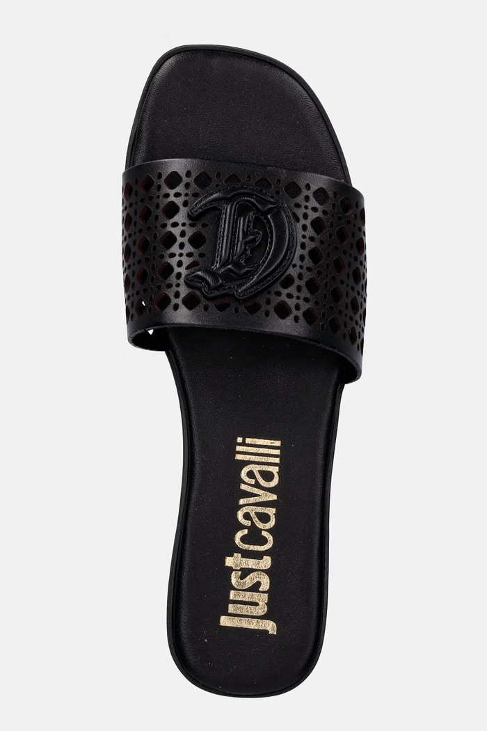 Just Cavalli ciabatte slide in pelle nero 80RA3S82ZPB95899