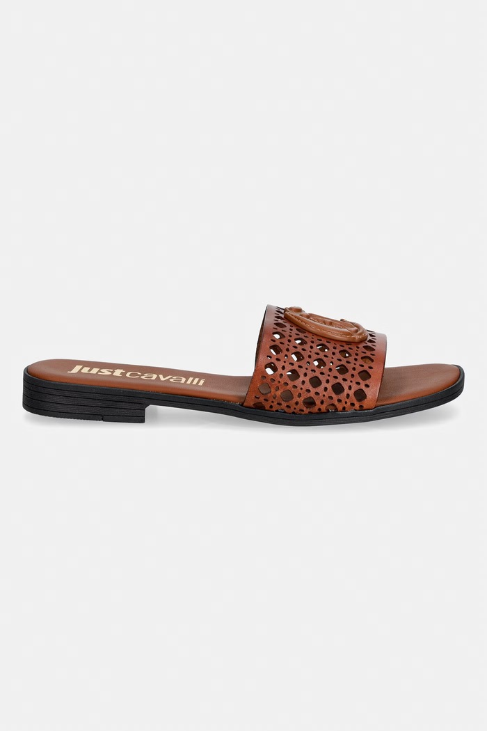 Just Cavalli ciabatte slide in pelle 80RA3S82ZPB95903 marrone SS26