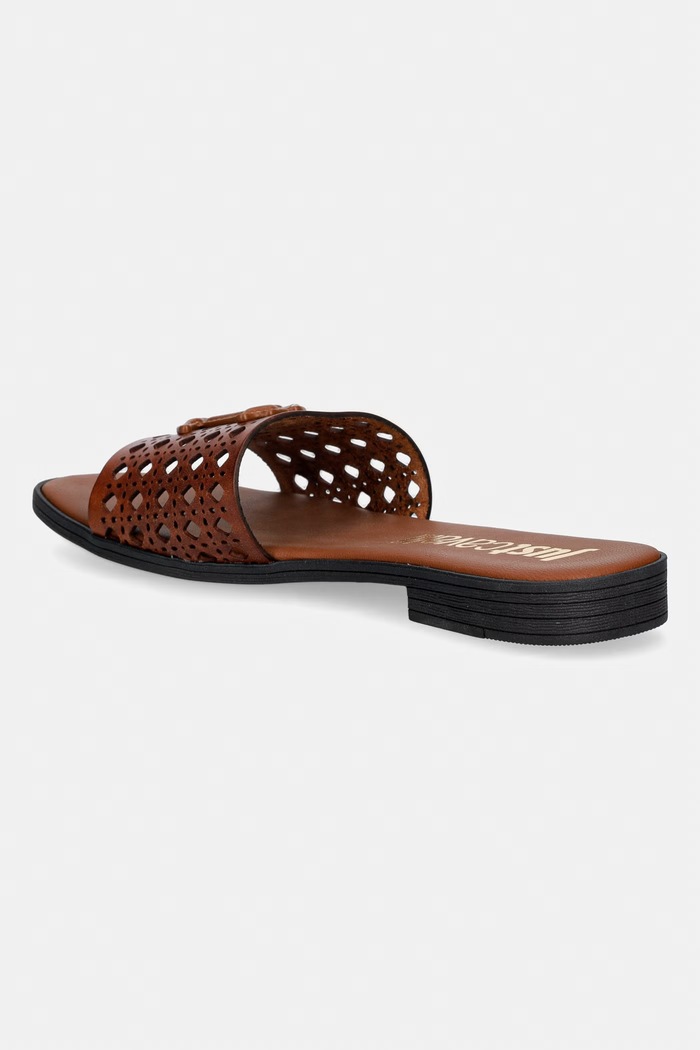Scarpe Just Cavalli ciabatte slide in pelle 80RA3S82ZPB95903 marrone
