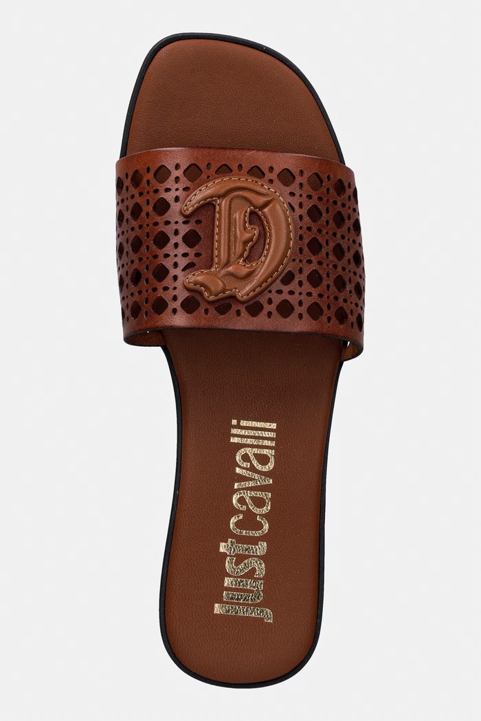 Just Cavalli ciabatte slide in pelle marrone 80RA3S82ZPB95903