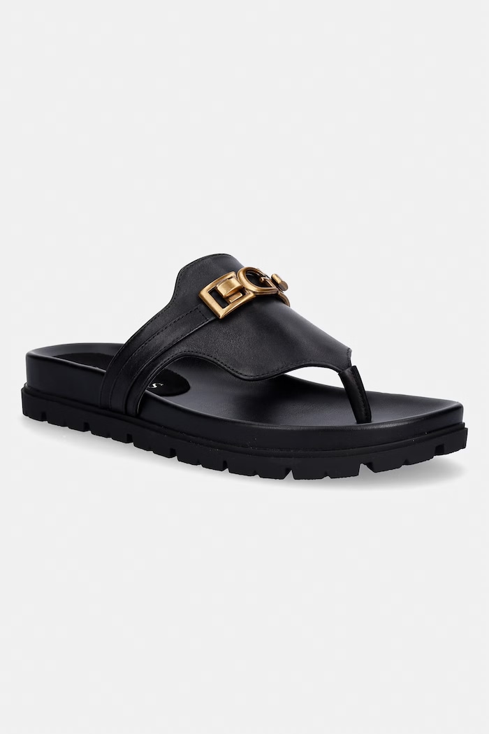Guess šľapky dámske kožené FARRON čierna FLJFRR.LEA03.BLACK