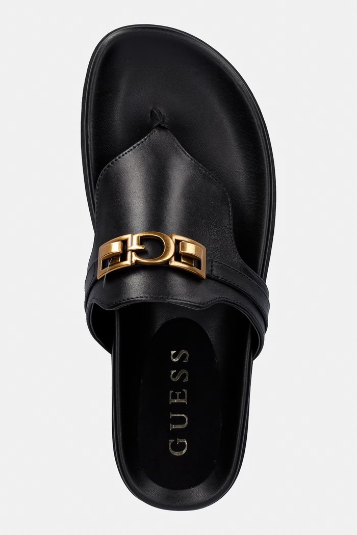 Guess šľapky dámske kožené FARRON čierna FLJFRR.LEA03.BLACK