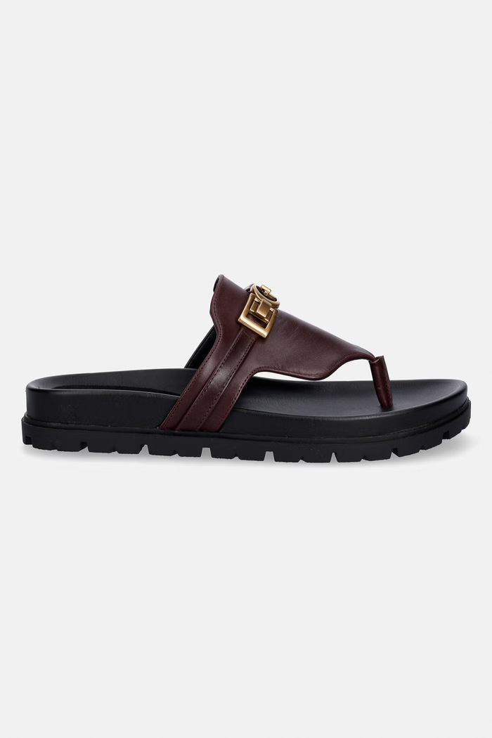 Guess șlapi pentru femei, din piele FARRON FLJFRR.LEA03.RED burgundia SS26