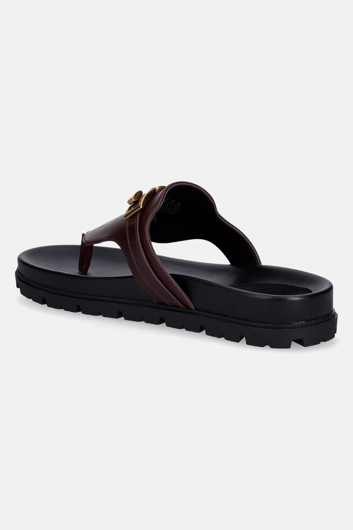 Încălțăminte Guess șlapi pentru femei, din piele FARRON FLJFRR.LEA03.RED burgundia