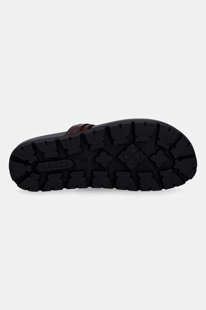 Guess șlapi pentru femei, din piele FARRON FLJFRR.LEA03.RED burgundia