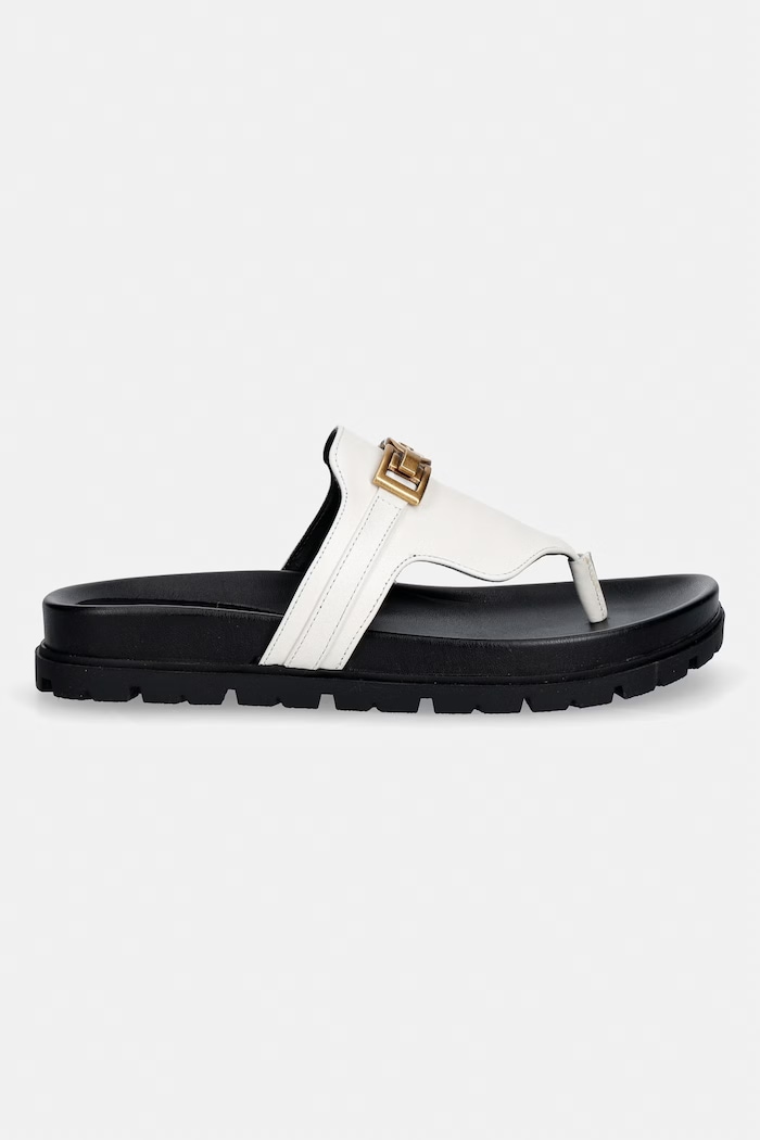 Guess șlapi pentru femei din piele FARRON FLJFRR.LEA03.WHITE alb SS26