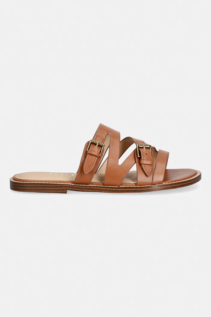 Guess papuci femei piele GRAYDEN FLJGRY.LEA03.BROWN maro SS26
