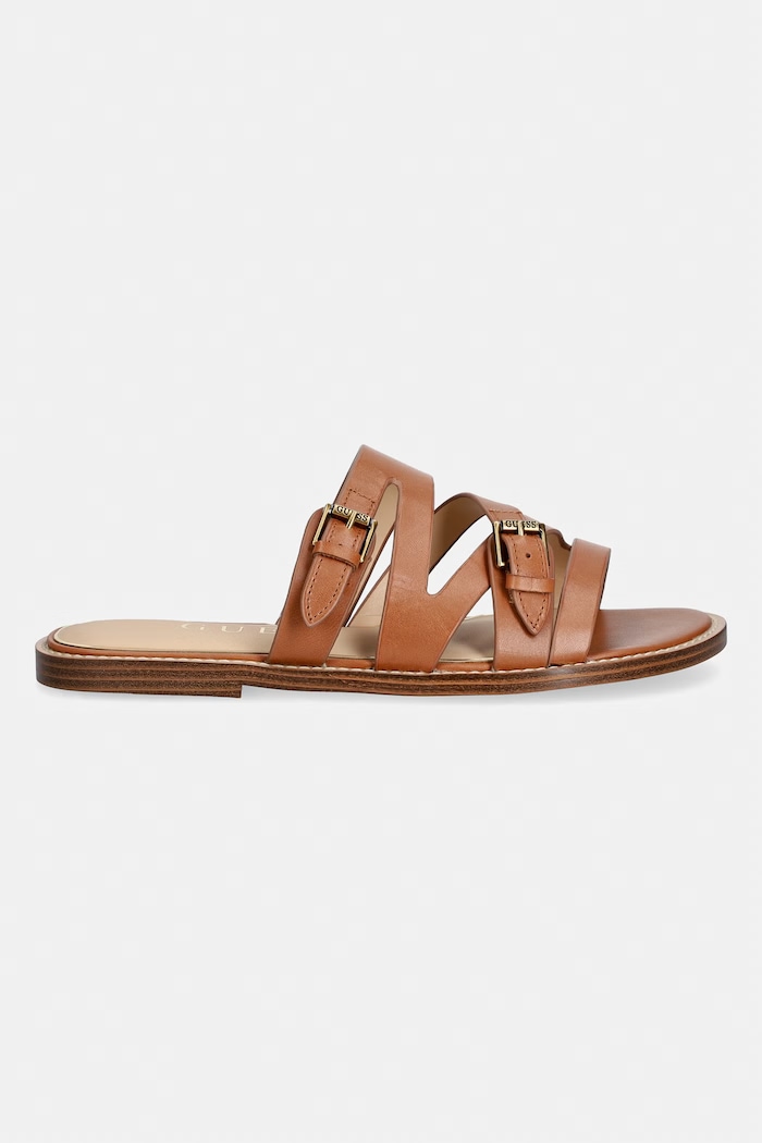Guess papuci femei piele GRAYDEN FLJGRY.LEA03.BROWN maro SS26