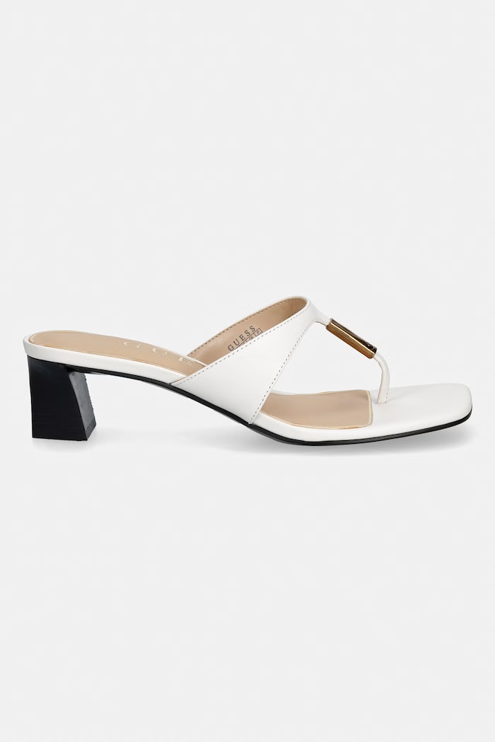 Guess šľapky dámske kožené YAIZA FLJYZA.LEA03.WHITE biela SS26