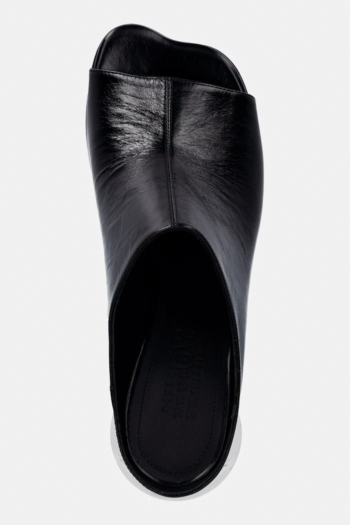 MM6 Maison Margiela ciabatte slide in pelle nero S59WP0215.P7560.T8013