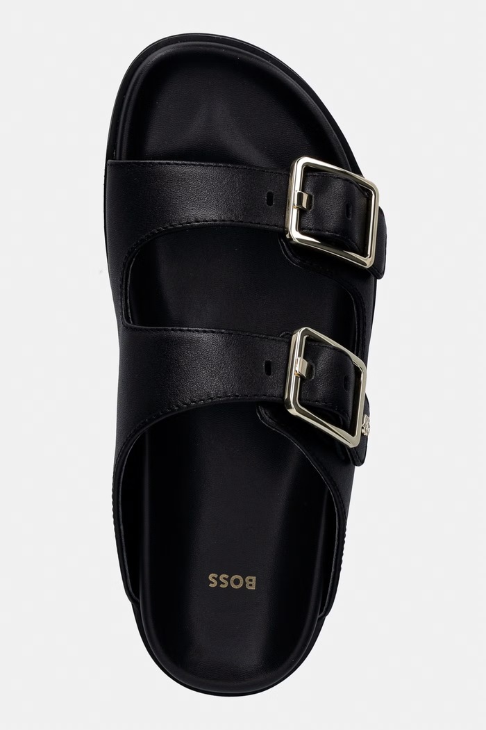 BOSS ciabatte slide in pelle Freyah nero 50563376.001