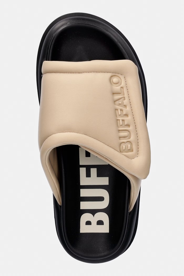 Buffalo šľapky na platforme dámske Palma Velcro béžová 1602326