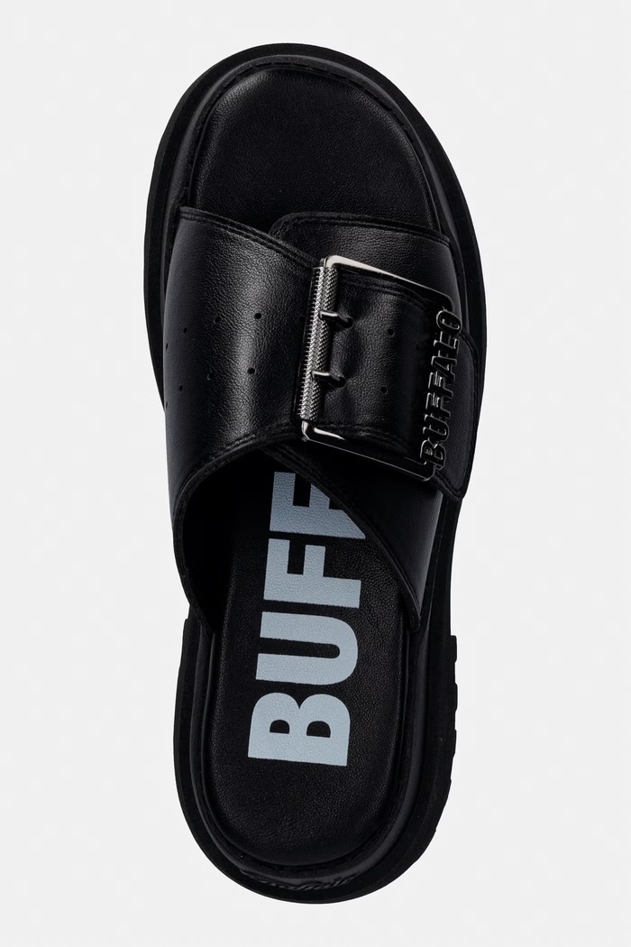 Buffalo šľapky na platforme dámske Pluto Slide Buckle čierna 1602333