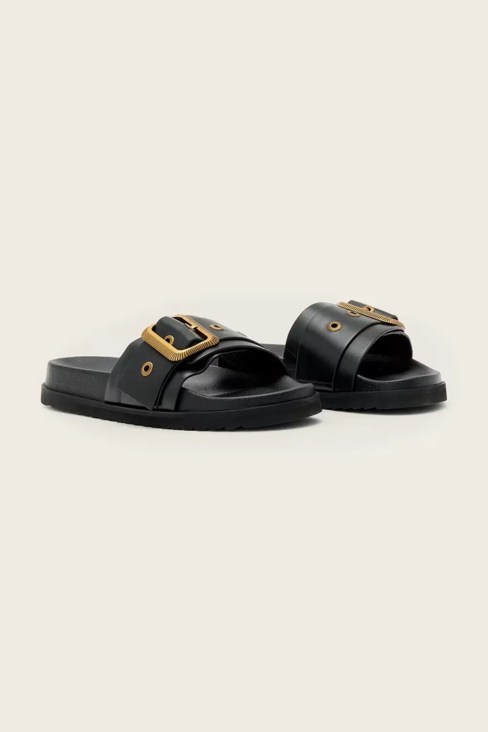 Kožené šľapky AllSaints Ellie Western Sandals W038FE.BLK čierna SS26