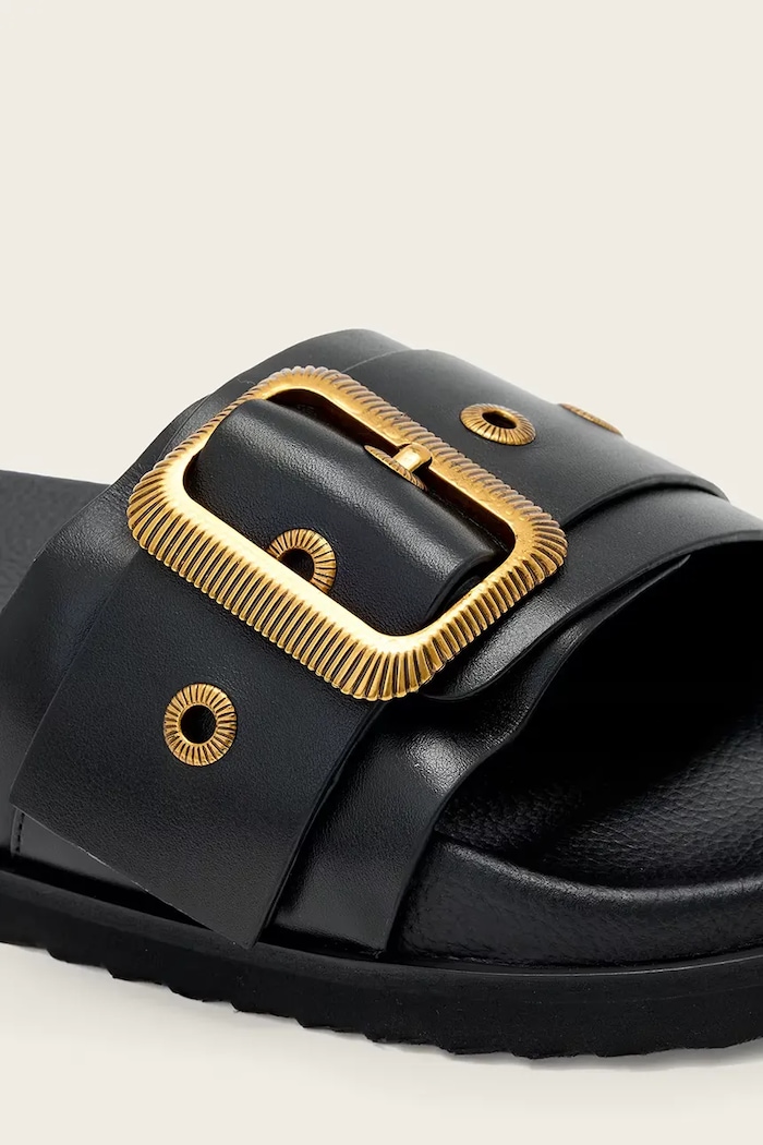 Kožené šľapky AllSaints Ellie Western Sandals čierna W038FE.BLK