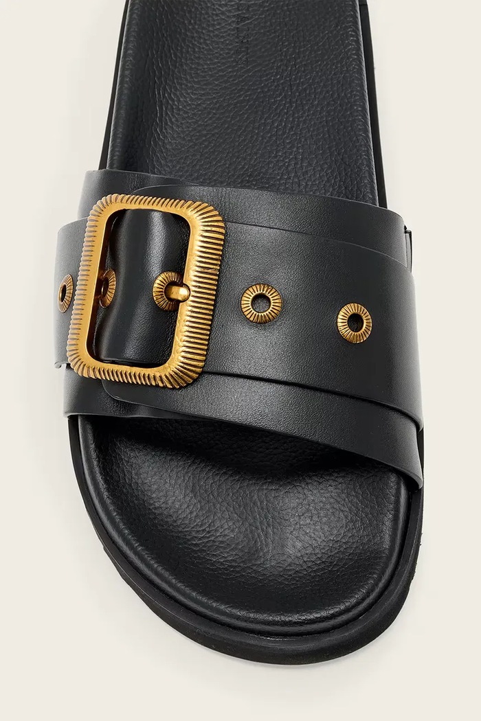 Kožené šľapky AllSaints Ellie Western Sandals W038FE.BLK čierna