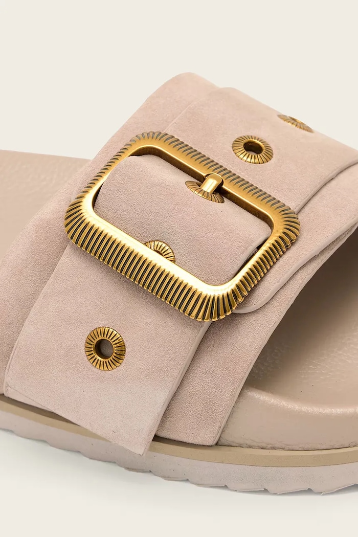 AllSaints klapki zamszowe Ellie Western Sandal różowy W039FE