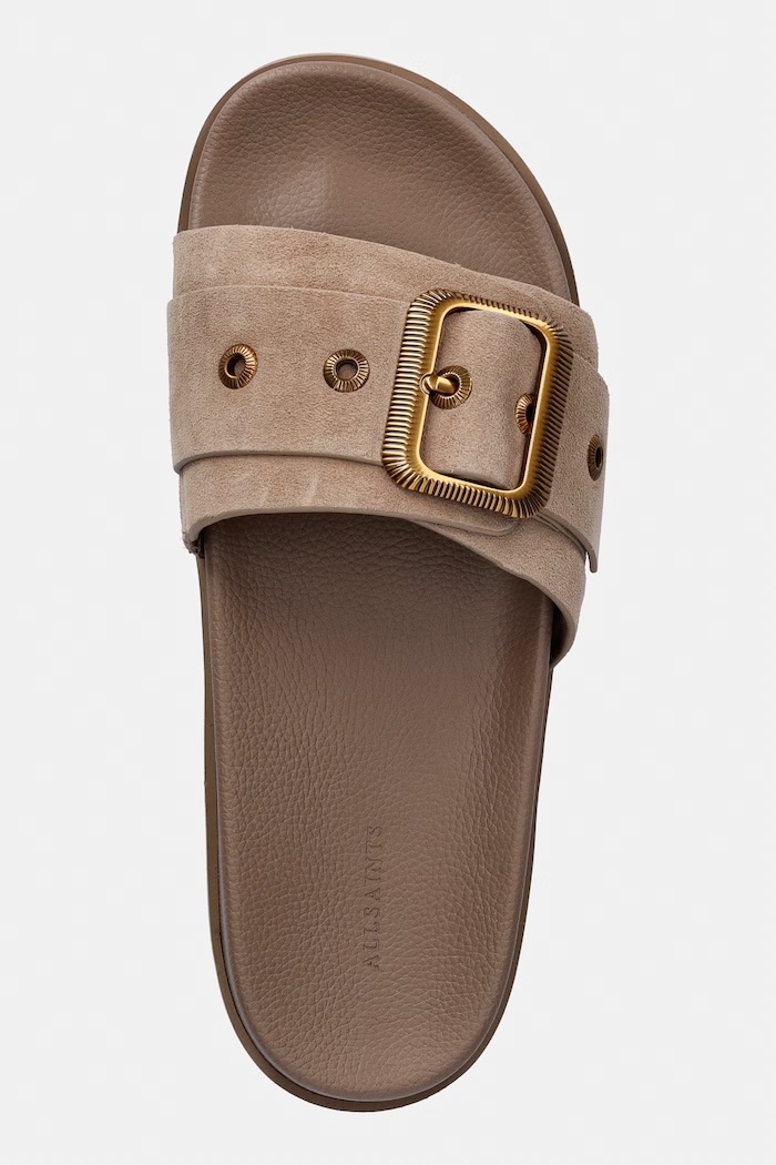 AllSaints ciabatte slide in pelle Ellie Western Sandal beige W039FE.BRN