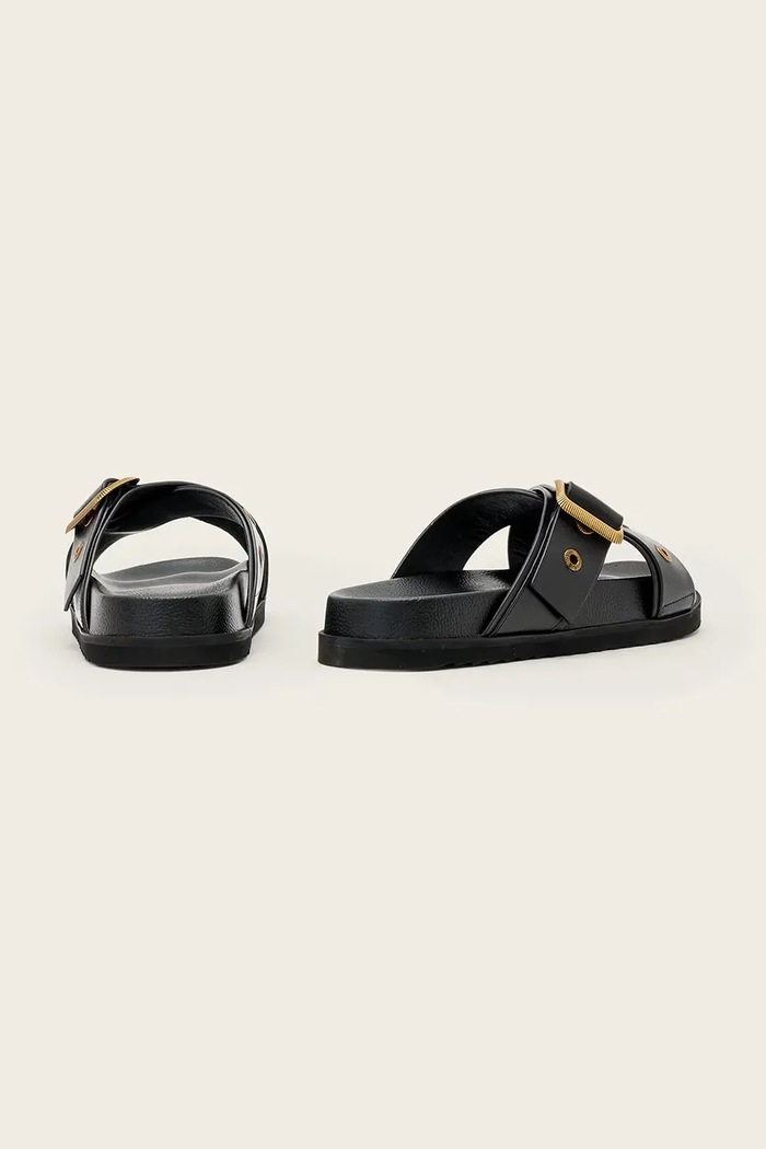 Scarpe AllSaints ciabatte slide in pelle Suki Western Sandal W042FE.BLK nero