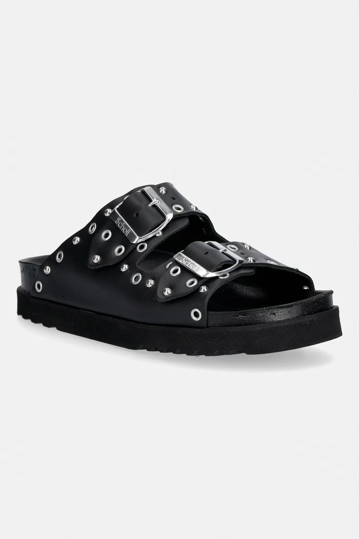 Scholl ciabatte slide in pelle BEATRIZ pelle fiore nero F006331004