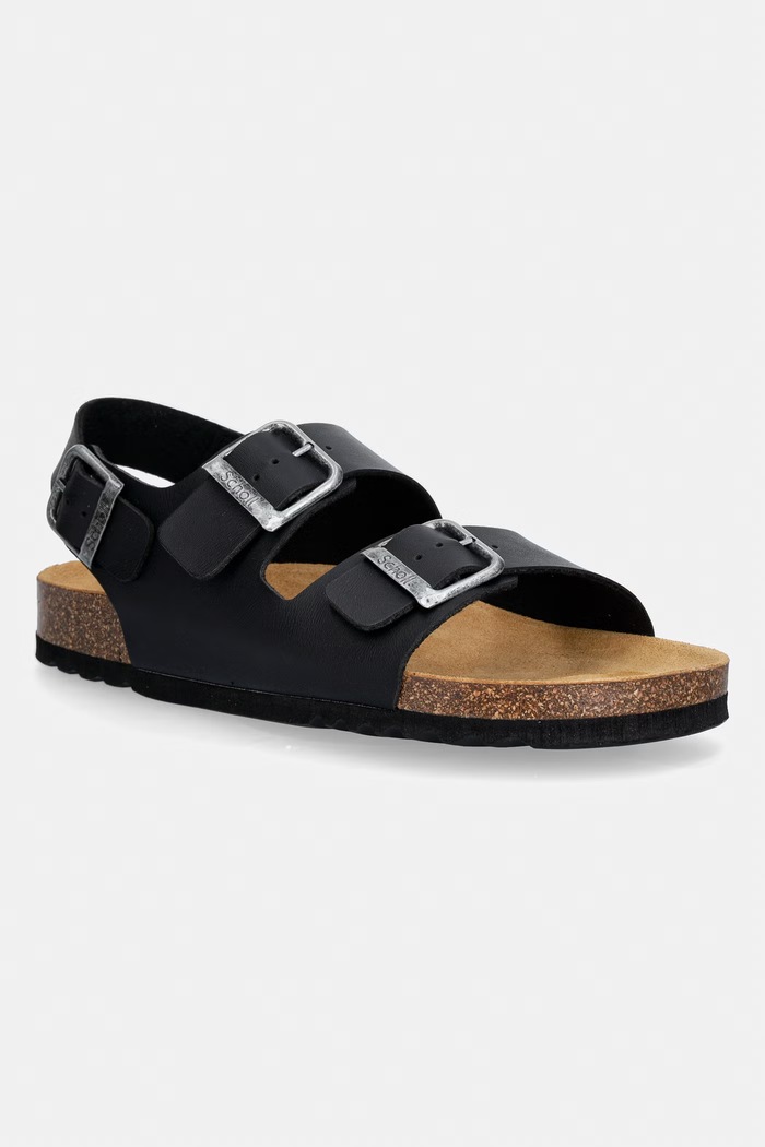 Sandali Scholl AXEL BACKSTRAP Imitacija zrnatega usnja črna F007141004