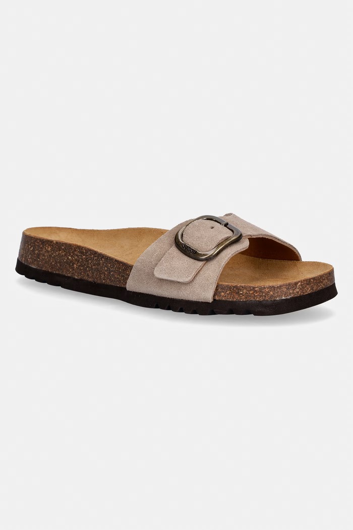Scholl ciabatte slide in camoscio KATHLEEN pelle scamosciata beige F007652361