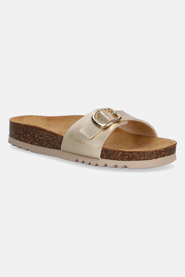 Scholl ciabatte slide ESTELLE finta pelle fiore oro F321602329