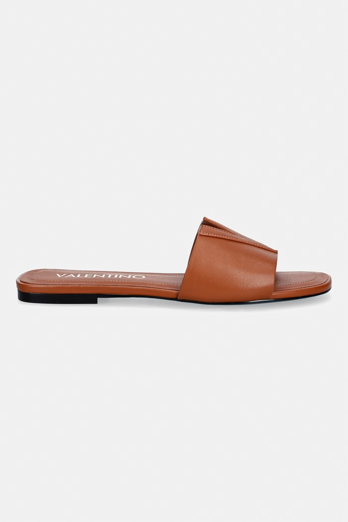 Valentino šľapky na plochom podpätku dámske kožené RESORT 91R3102NAP.060 hnedá SS26