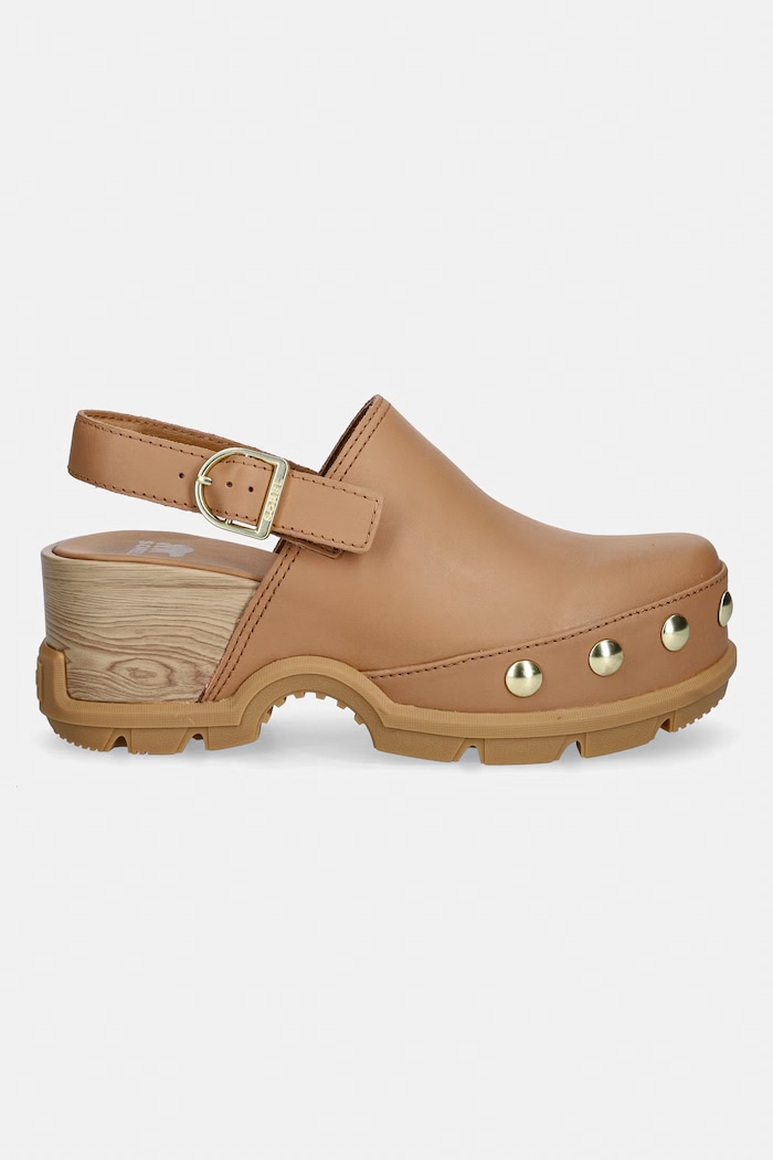 Sorel papuci cu platformă pentru femei, din piele ROAM CLOG RVT 2113151253 bej SS26