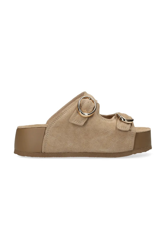 Mexx klapki damskie zamszowe TULAYA SCARLETT Sandal beżowy MI001606661W