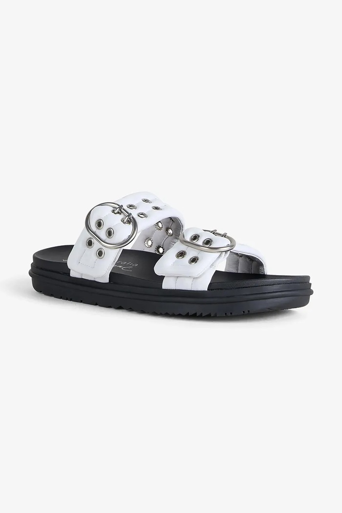 Emu Australia šľapky na plochom podpätku dámske kožené Bondi Buckle 2.0 W13306.COCT biela SS26