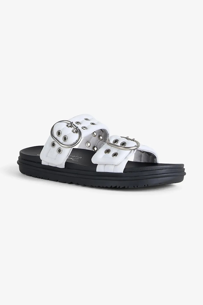 Emu Australia šľapky na plochom podpätku dámske kožené Bondi Buckle 2.0 W13306.COCT biela SS26