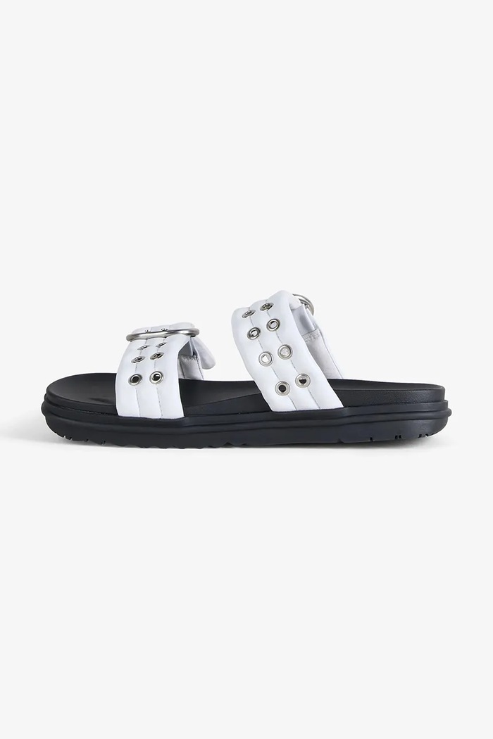 Emu Australia šľapky na plochom podpätku dámske kožené Bondi Buckle 2.0 biela W13306.COCT